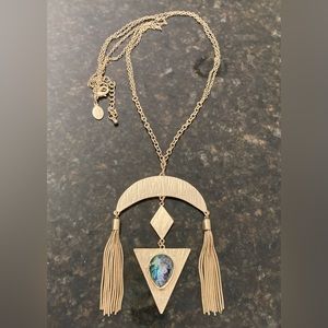 Spring Street Gold Tone Shapes & Abalone Necklace